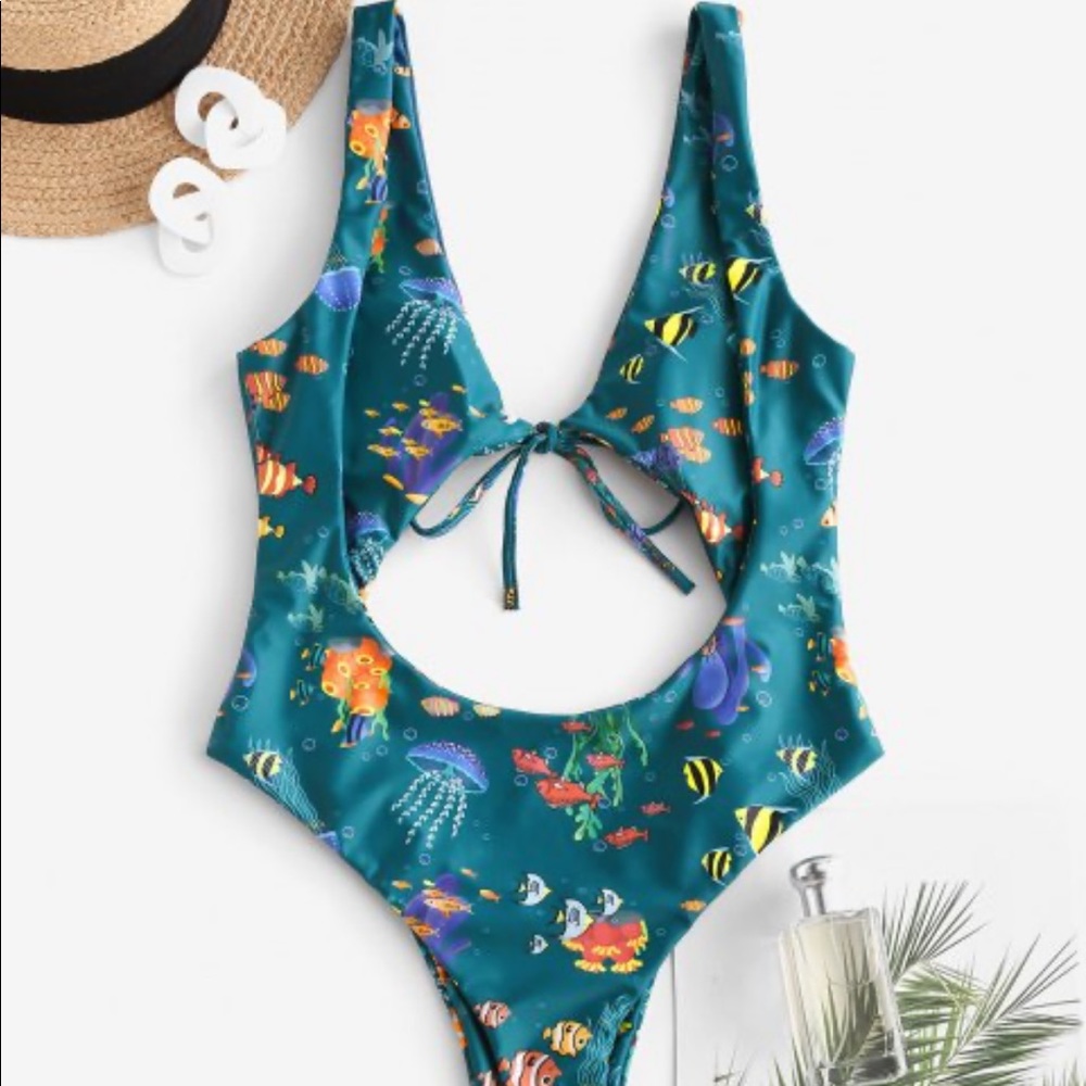 ZAFUL swim Marine Organism High Cut Thong Onepiece